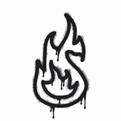 Spray fire icon isolated on white background. fire graffiti icon with overspray in black on white. Vector illustration.