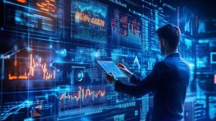 Obraz premium Data analysis event digital workspace technology insights business environment professional viewpoint innovation concept