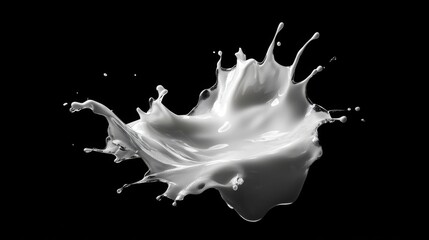 Dynamic milk splash action dark background high-definition image visual impact close-up creative art concept