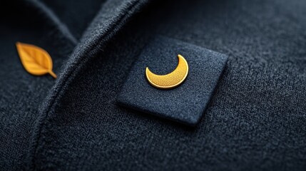 An elegantly designed pin badge with a minimalist logo, crafted from high quality materials, representing a sense of sophistication and brand identity.