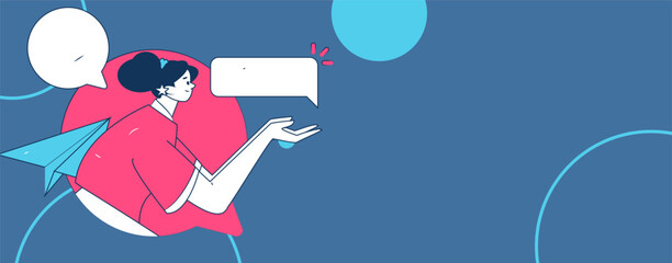 Virtual characters social communication concept business flat vector hand drawn illustration
