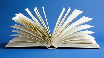 Open Book on Blue Background