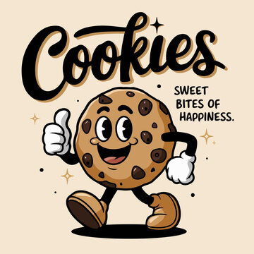 a cheerful cookie mascot illustration
