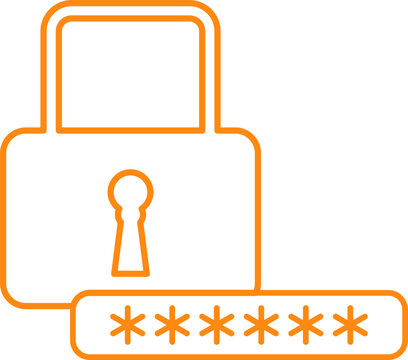 orange padlock with password security concept clip art preview