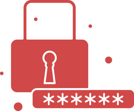 red padlock with password security concept clip art preview