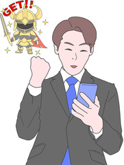 レアアイテムをゲットするビジネスマン