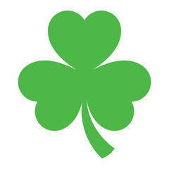 Green shamrock vector icon. St. Patrick's Day symbol. Heart shaped leaf clover sign.