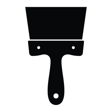 recommend clip art: Putty knife vector icon. Spatula for repair and construction. Plastering trowel. Work tool. Black silhouette.