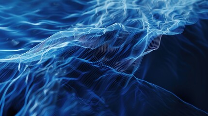 Obraz premium Flow abstract waveform with blue background-The Mesmerizing Flow Abstract Waveform on a Blue Canvas