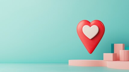 A vibrant red location pin with a white heart in the center, representing a favorite place, romantic spot, or a location with sentimental value.