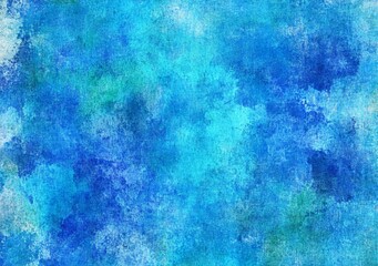 Vibrant Abstract Watercolor Background in Blue and Turquoise with Grunge Texture