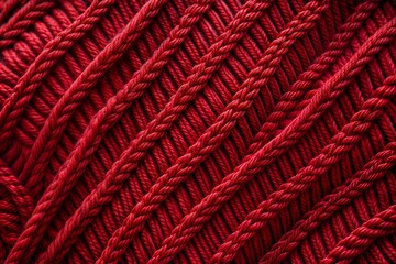 Close-up of red rope texture with woven pattern details