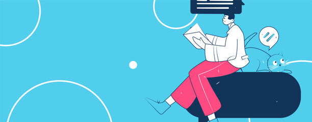 Virtual characters social communication concept business flat vector hand drawn illustration
