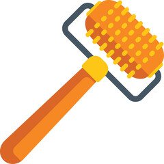 Illustration of a wooden massage roller with a textured head, used for self massage and muscle pain relief