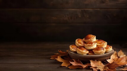 Fototapeta premium Delicious Thanksgiving Bites: Mini Pumpkin Pies Perfect for Seasonal Celebrations and Holiday Gatherings.