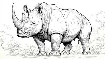 Obraz premium サイの塗り絵