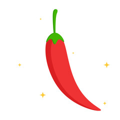 Red chili with sparkle hot spicy clipart flat illustration