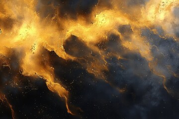 Fototapeta premium Abstract Digital Painting with Gold and Dark Colors Swirling Patterns and Textured Brush Strokes