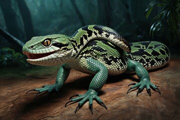 Fototapeta premium Mysterious Reptilian Camouflage Snakes in Lizard Skins Explained