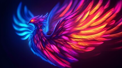 Fototapeta premium Neon Phoenix Bird Wings Abstract