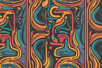 Vibrant Funky Line Pattern for Playful Artistic Background with Whimsical Colorful Tones