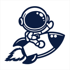 cute astronaut flying cartoon vector, Astronaut helmet - vintage set. Spaceman face in a space suit - retro design. Vector illustration. © Design Door