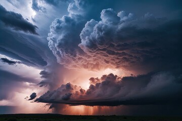 Vibrant Cutout Thunderstorm Clouds with Intense Effects and Dramatic Atmosphere