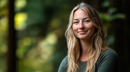 Obraz premium Young woman smiling outdoors.
