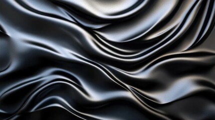 Fototapeta premium Abstract dark gray silky fabric waves background.
