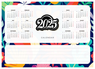 2025 Calendar. Floral Design. Printable Planner