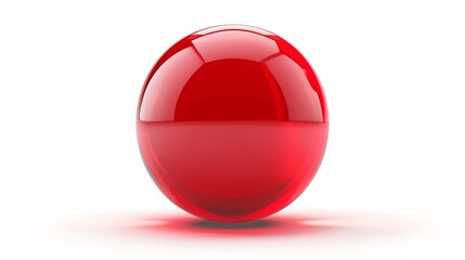A smooth, vibrant red ball with a glossy finish, isolated on a white background.