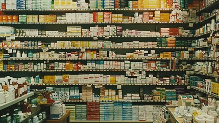 Obraz premium Detailed Pharmacy Storage with Varied Medications