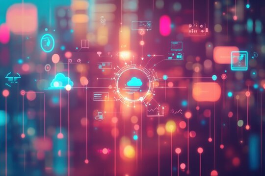 Abstract digital cloud computing network.