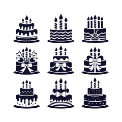 Birthday Cake Silhouette Vector Collection