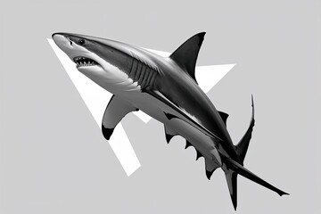 Fototapeta premium Dynamic Hammerhead Shark in Energetic Minimalist White Design