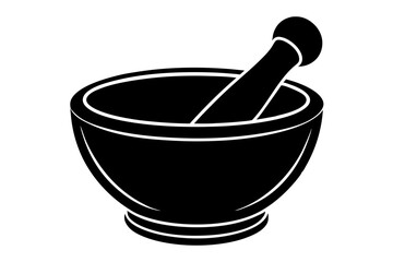 Mortar and Pestle Silhouette Vector Illustration - Traditional Medicine and Healthcare Design