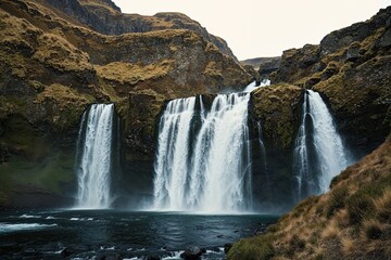 Obraz premium Stunning Waterfall Flowing Through Lush Natural Landscape