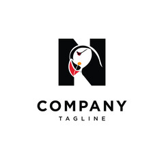 Letter N Puffin Logo Icon Vector