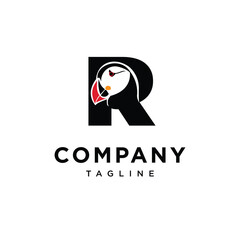 Obraz premium Letter R Puffin Logo Icon Vector