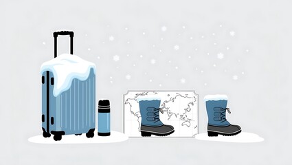 Christmas winter travel concept icons elements