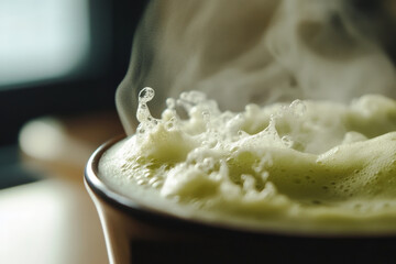 Steaming Cup of Matcha Tea