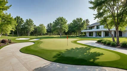 golf course in minimalist home yard