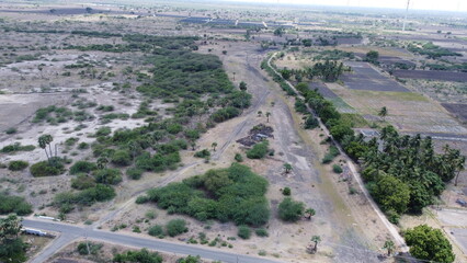 Agriculture land and Top View drone Picture.