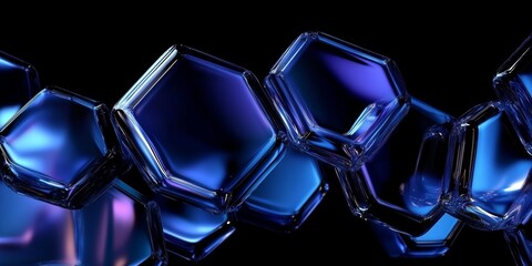 Stylish Abstract Geometric Shapes in Blue and Purple on Black Background
