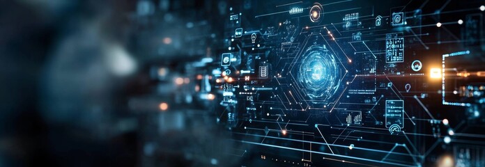 Futuristic Businessman Engaging with Artificial Intelligence Network for Data Analysis and Global Innovation