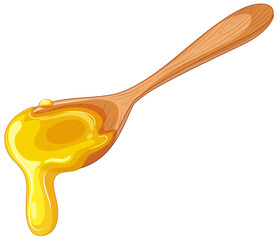 Honey Dripping from Wooden Spoon