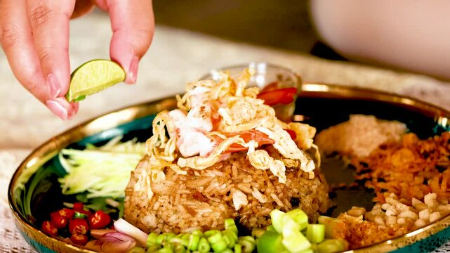 Preparing Shrimp Paste Fried Rice