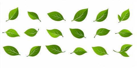 Green Leaf Icons Collection for Eco-Friendly Designs, Natural Elements for Vegan and Organic Labels, Vector Leaf Set