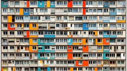 Colorful Facade of a Modern Apartment Building