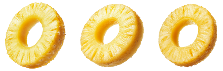 High-Quality PNG Side view of pineapple ring Isolated on White Background – High Resolution